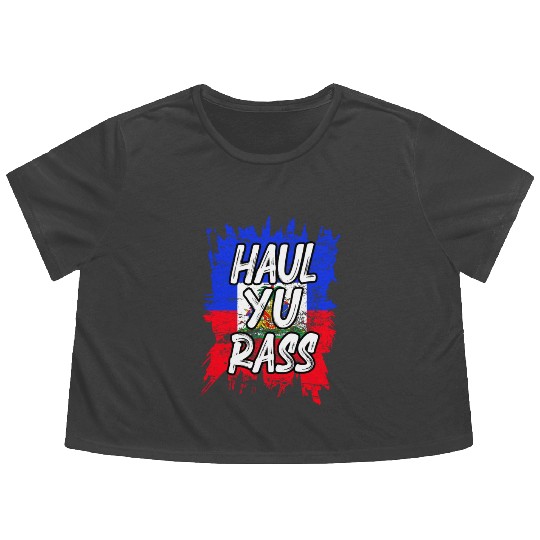 Haul Yu Rass Afro Pride Kriol Haiti Flag Flowy Cropped Tees