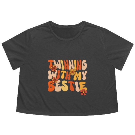 Twinning With My Bestie Spirit Week Twin Day Flowy Cropped Tees