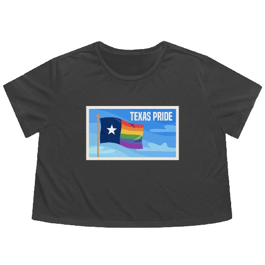 Texas Flag Pride Design for proud LGBT+ Texans Flowy Cropped Tees