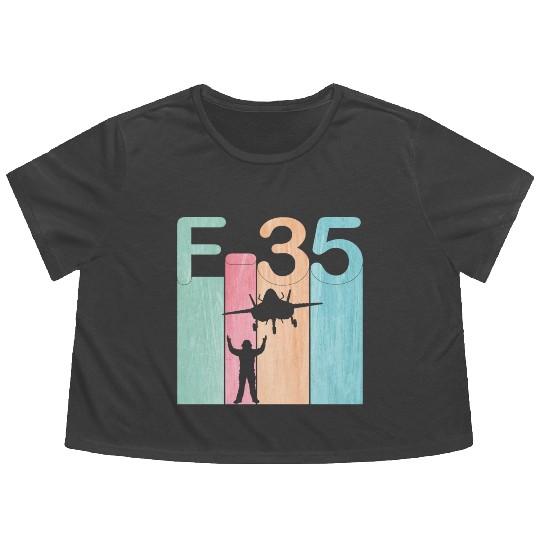 F35 Vintage Air Force Fighter Jets Flowy Cropped Tees