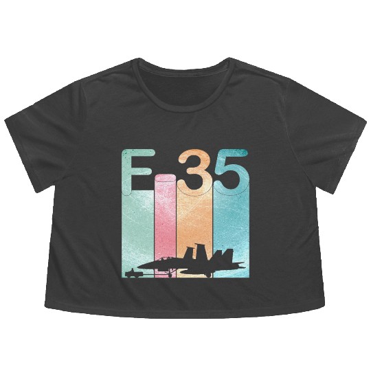F35 Vintage Air Force Fighter Jets Flowy Cropped Tees