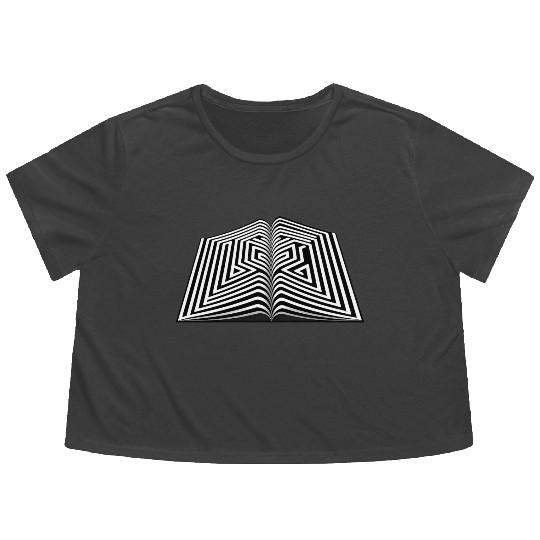 Maze In Book Graphic Flowy Cropped Tees
