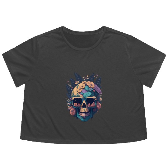 Floral Skull | C18 Flowy Cropped Tees