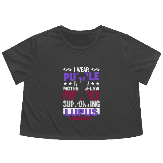 I wear Purple for my Mother-in-Law Lupus Awareness Flowy Cropped Tees