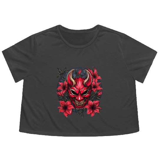 Hannya Red Lily Flowy Cropped Tees
