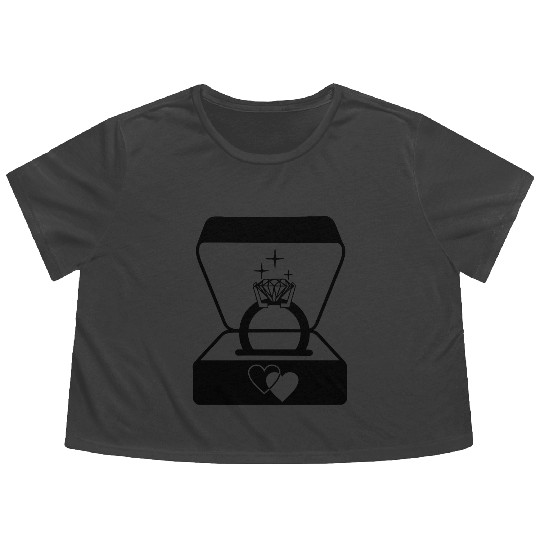Jeweler's wedding ring in box Flowy Cropped Tees