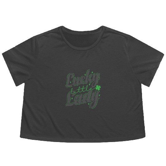 Lucky little Lady St. Patricks Day Flowy Cropped Tees