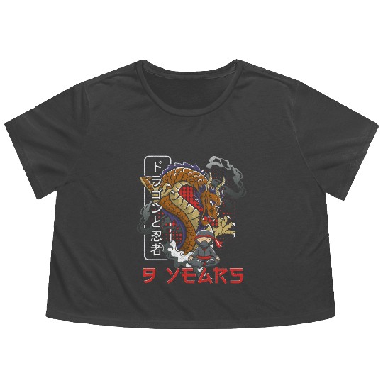 Children birthday ninja 9 years gift Flowy Cropped Tees