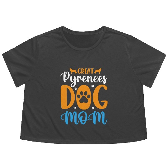 Proud Great Pyrenees Dog Mom Flowy Cropped Tees