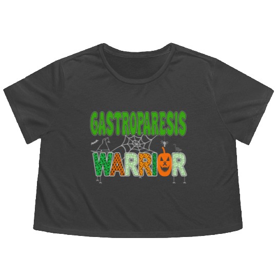 Halloween Gastroparesis Warrior green awareness Flowy Cropped Tees