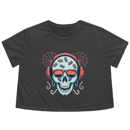Skull Candy Halloween For Music Flowy Cropped Tees