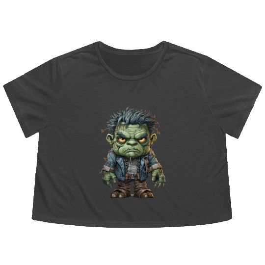 Halloween Frankie's Playful Monster Mash Flowy Cropped Tees