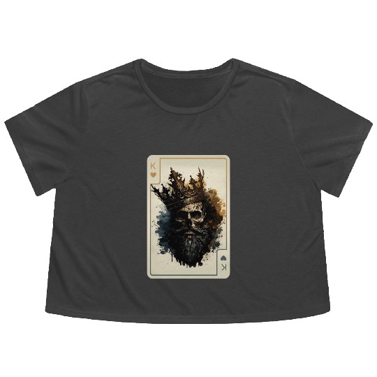 King of Hearts Creepy Card Game Poker Flowy Cropped Tees