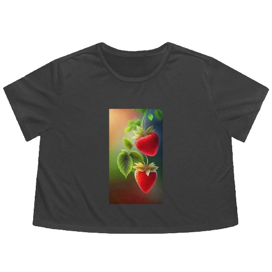 This design is strawberry fruit Flowy Cropped Tees