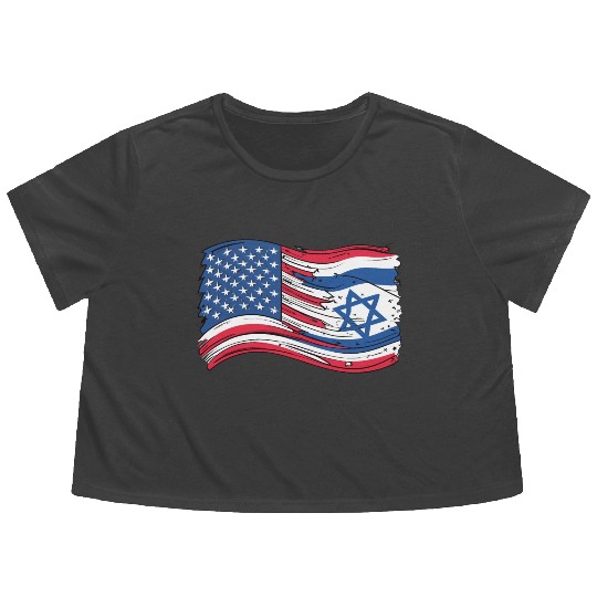 USA Israel flag! We stand with Israel! Flowy Cropped Tees