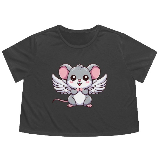 Mouse Angel Wings Flowy Cropped Tees