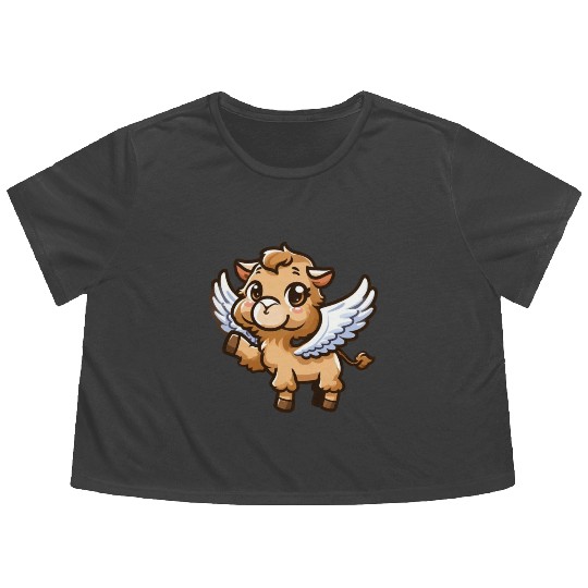 Angel Camel: Heavenly Comic Style Flowy Cropped Tees