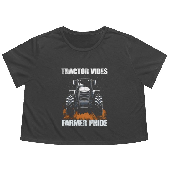 Tractor Vibes Farmer Pride Agriculture Gift Flowy Cropped Tees