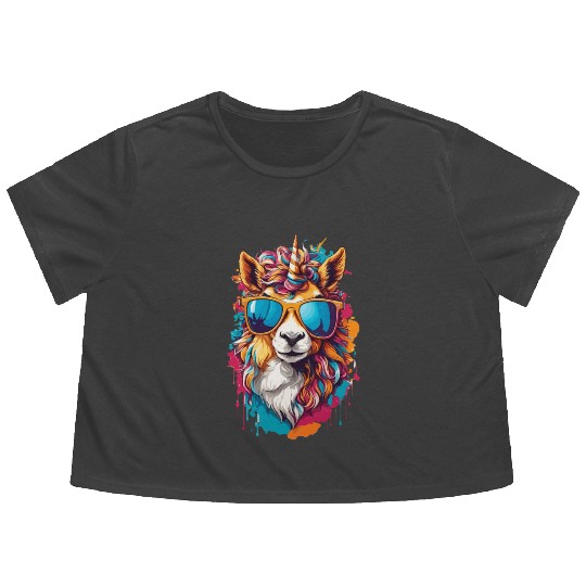 Rainbow Horse Gallop: Magical Pony Journey Flowy Cropped Tees