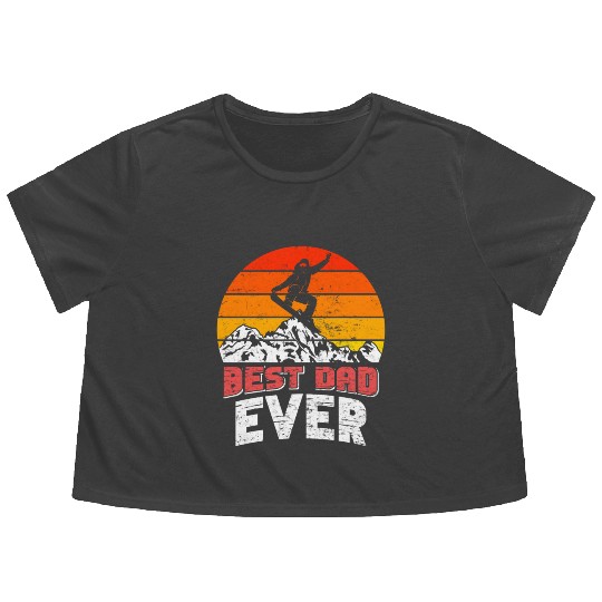 Snowboarder Best Dad Ever Snowboarding Freestyle Flowy Cropped Tees