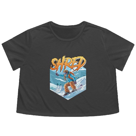 Snowboarding SHRED Snowboarder Freestyle Flowy Cropped Tees