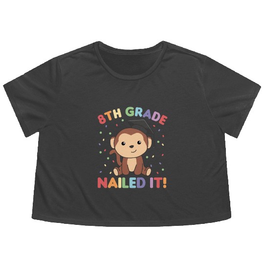 Kids 8th Grade Nailed It Monkey Graduation Flowy Cropped Tees