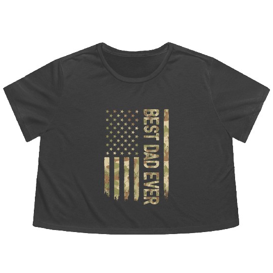 Best Dad Ever Us American Flag Camo Father s Day Flowy Cropped Tees