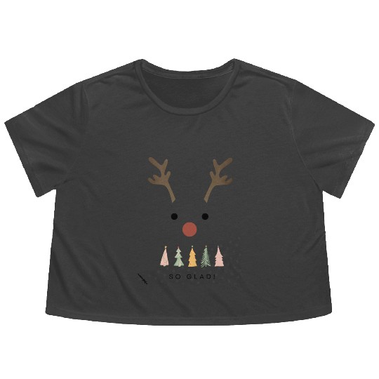 Cute Reindeer Christmas Flowy Cropped Tees