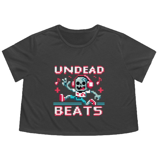 Undead Beats - 8-bit Zombie Groove Flowy Cropped Tees