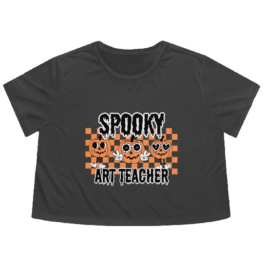 Halloween Spooky Art Teacher Flowy Cropped Tees