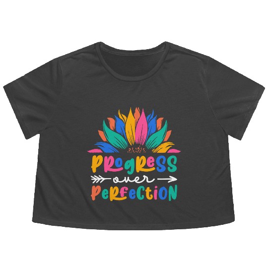Progress Over Perfection Back To School Teacher Flowy Cropped Tees
