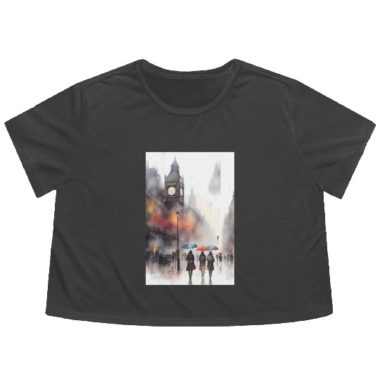 Good times in London Flowy Cropped Tees