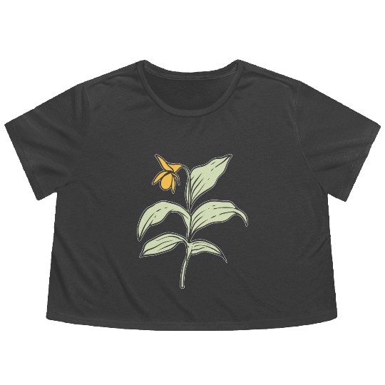 Yellow Orchid Plants Lover Gift Flowy Cropped Tees