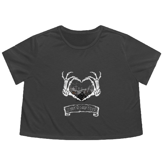 Halloween, love scary tales Flowy Cropped Tees