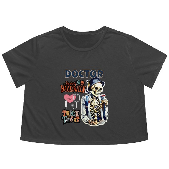 "Spooky Medical Greetings" Flowy Cropped Tees