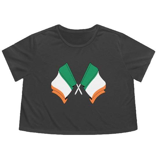 Flags of Ireland crossed Flowy Cropped Tees