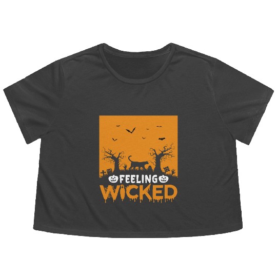 Halloween Feeling wicked Flowy Cropped Tees