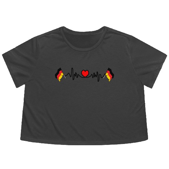 Flag germany cardio heart rate Flowy Cropped Tees