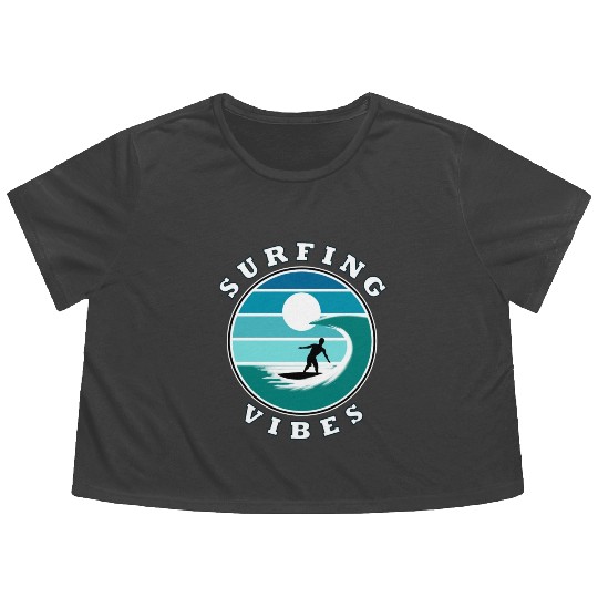 Surfing Vibes – retro 2 - Surfer Flowy Cropped Tees