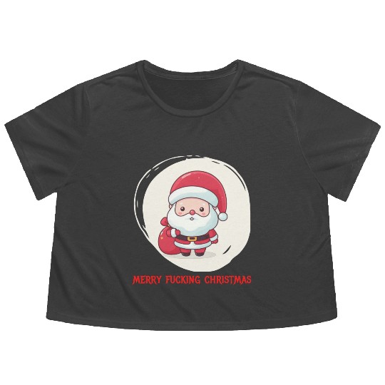 Cute Bad Santa Flowy Cropped Tees