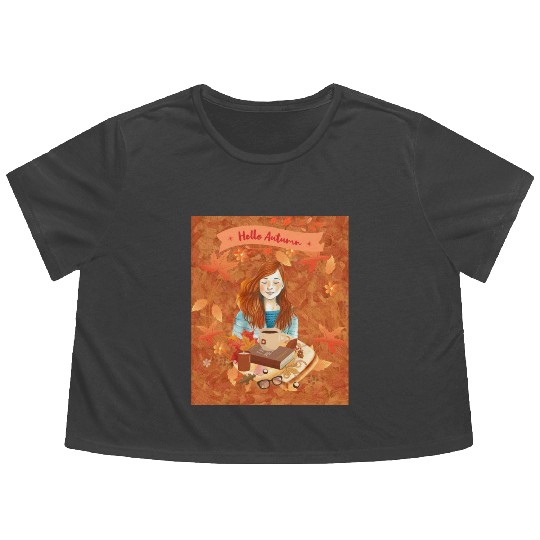 "Hello Autumn - Cozy Reading Nook" Flowy Cropped Tees