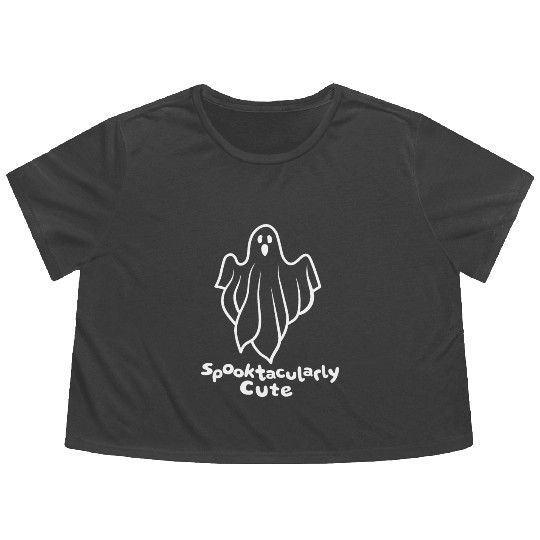 Spooktacularly Cute Halloween Ghost Flowy Cropped Tees