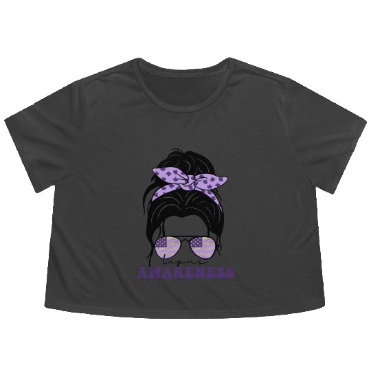In May We Wear Purple Retro Lupus Awareness Month Flowy Cropped Tees