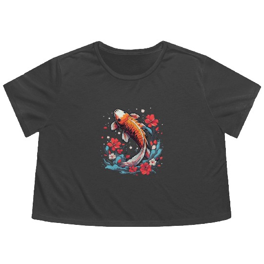 Koi Fish Koi Carp Japanese Koi Garden-Pond Koi Flowy Cropped Tees