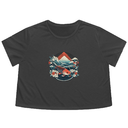 Koi Fish Koi Carp Japanese Koi Garden-Pond Koi Flowy Cropped Tees