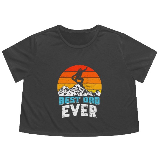 Snowboarder Best Dad Ever Snowboarding Freestyle Flowy Cropped Tees