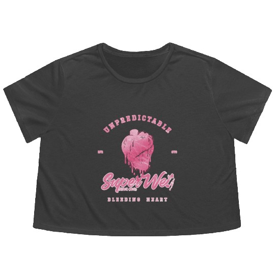 Unpredictable bleeding heart (pale style) Flowy Cropped Tees