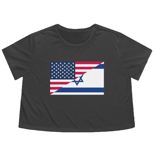 Israel USA flag flags Flowy Cropped Tees