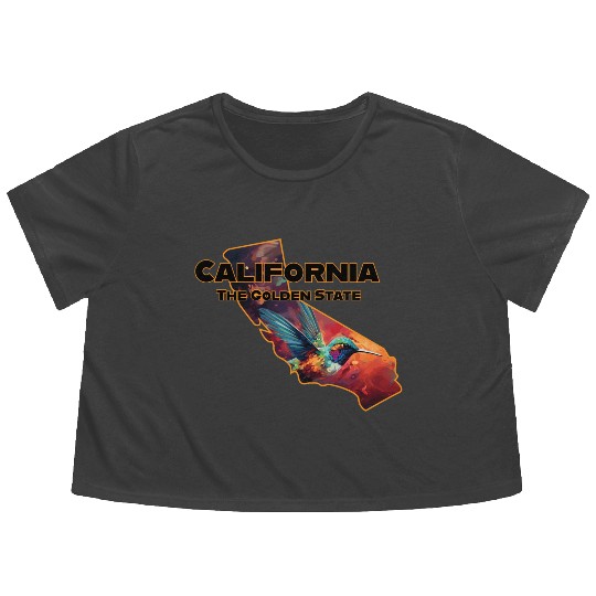 California Wildlife - hummingbird Flowy Cropped Tees