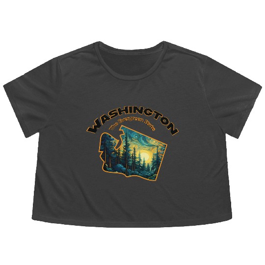 Washington Wildlife - evergreen Flowy Cropped Tees
